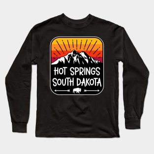 Hot Springs South Dakota Vintage Mountain Sunset Long Sleeve T-Shirt